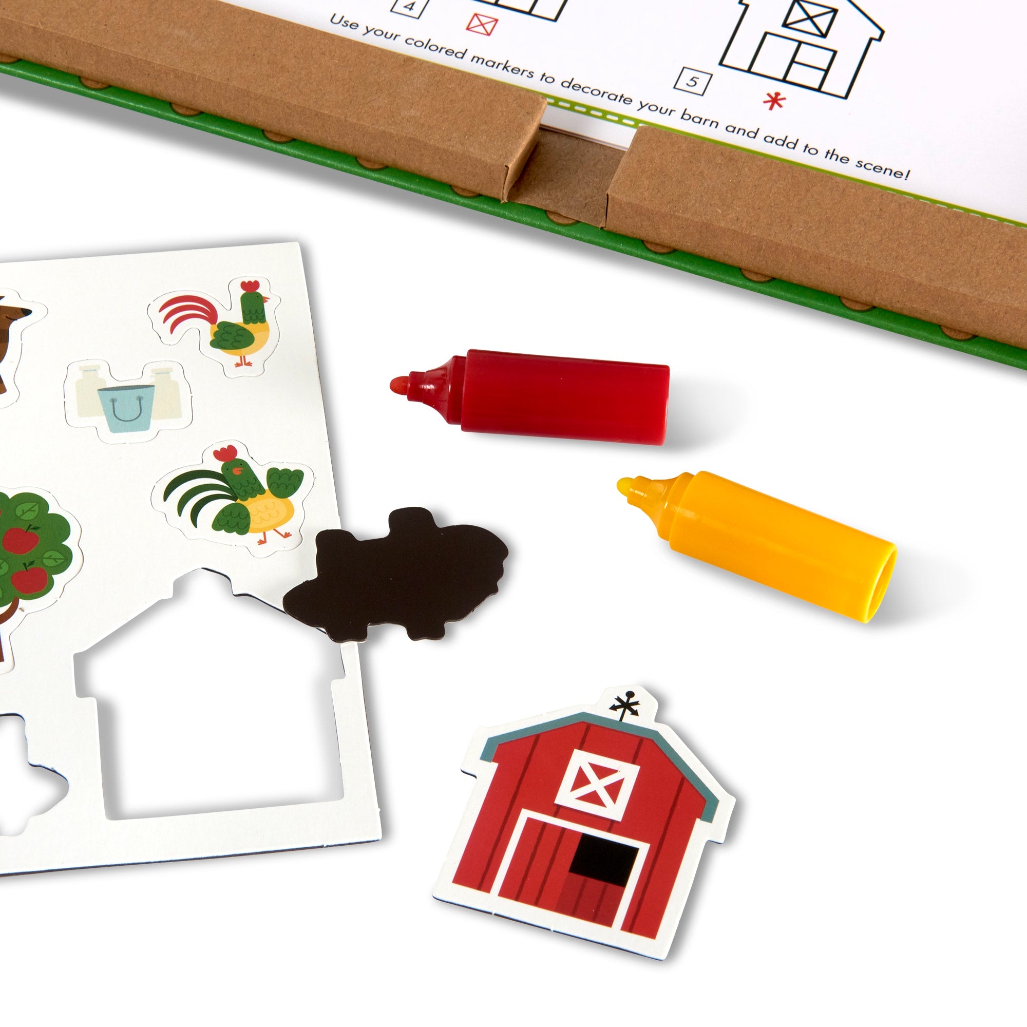 Natural Play: Play, Draw, Create Reusable Drawing & Magnet Kit - Farm