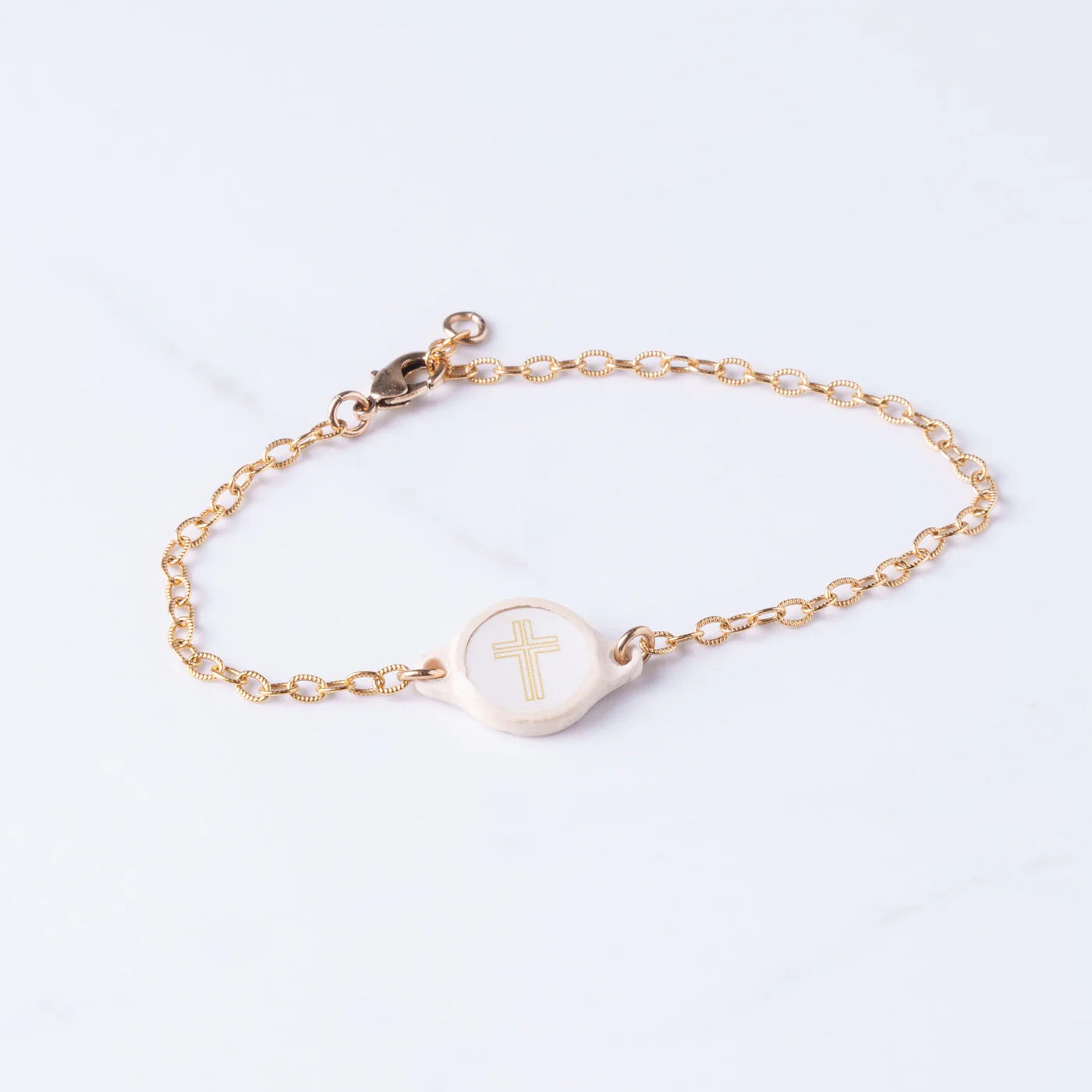 Tap To Pray® Survivor Series Chain Bracelet-14k Gold Plated + Vanilla Cross