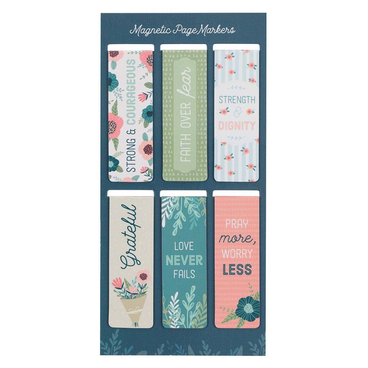 Christian Art Gifts - Magnetic Bookmark Set Floral Garden
