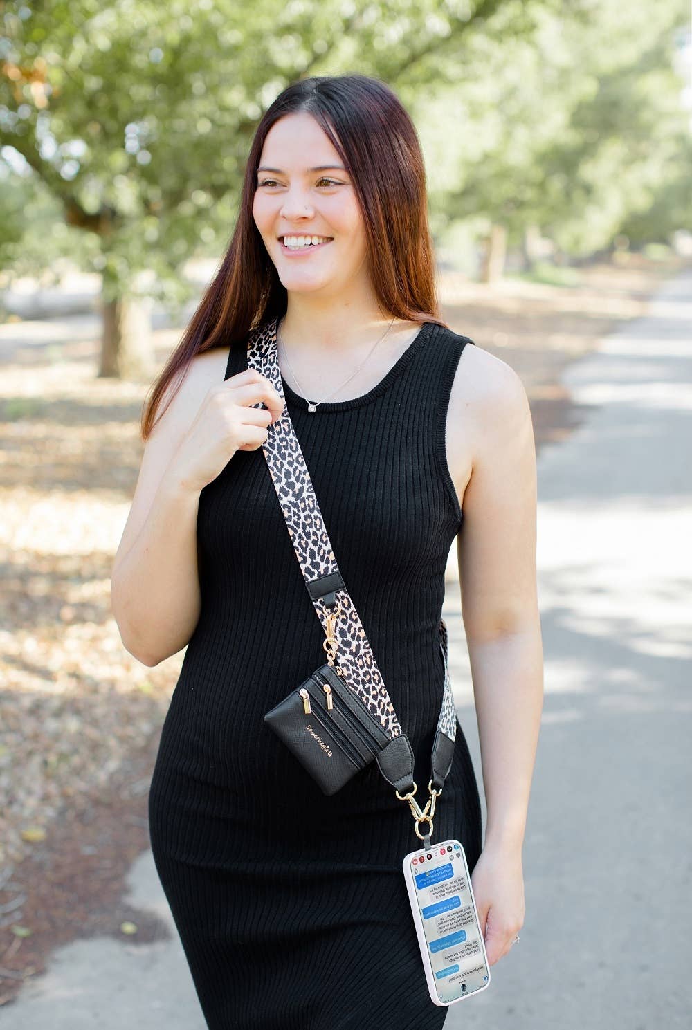 Save The Girls - Clip & Go Crossbody Strap w/Zippered Pouch: Leopard