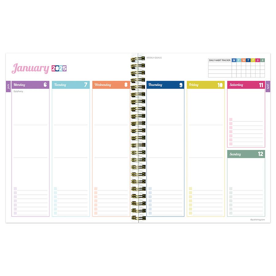 TF Publishing - Paper Goods - 2025 Malibu Stripes Medium Weekly Monthly Planner