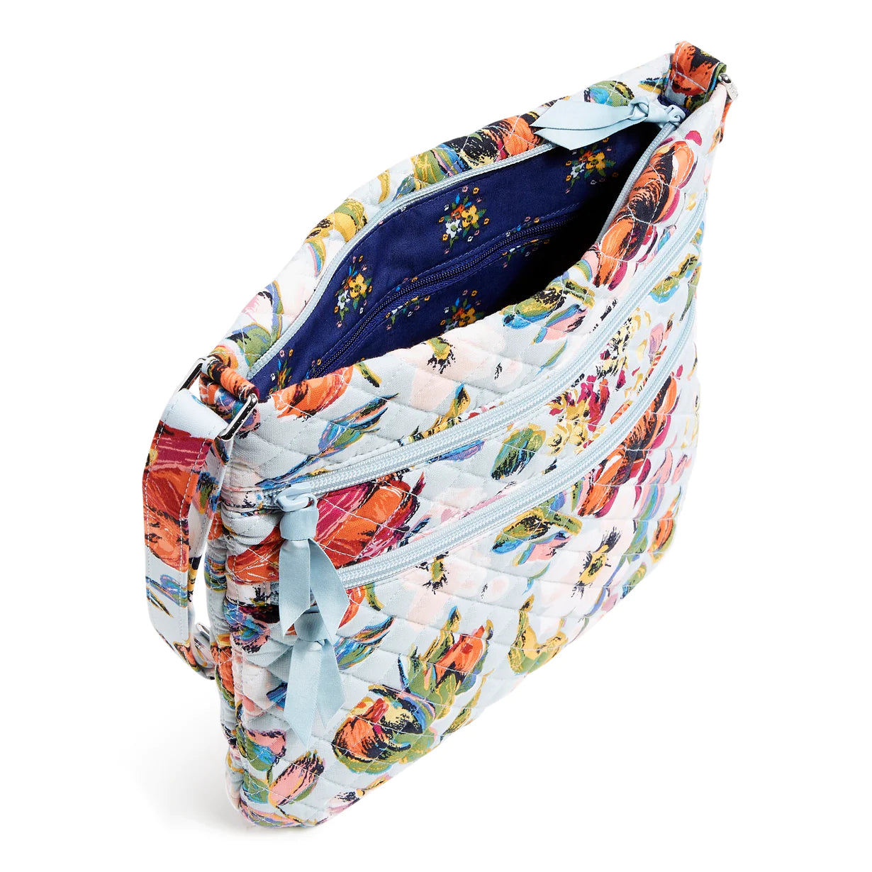 Triple Zip Hipster Crossbody Bag Sea Air Floral