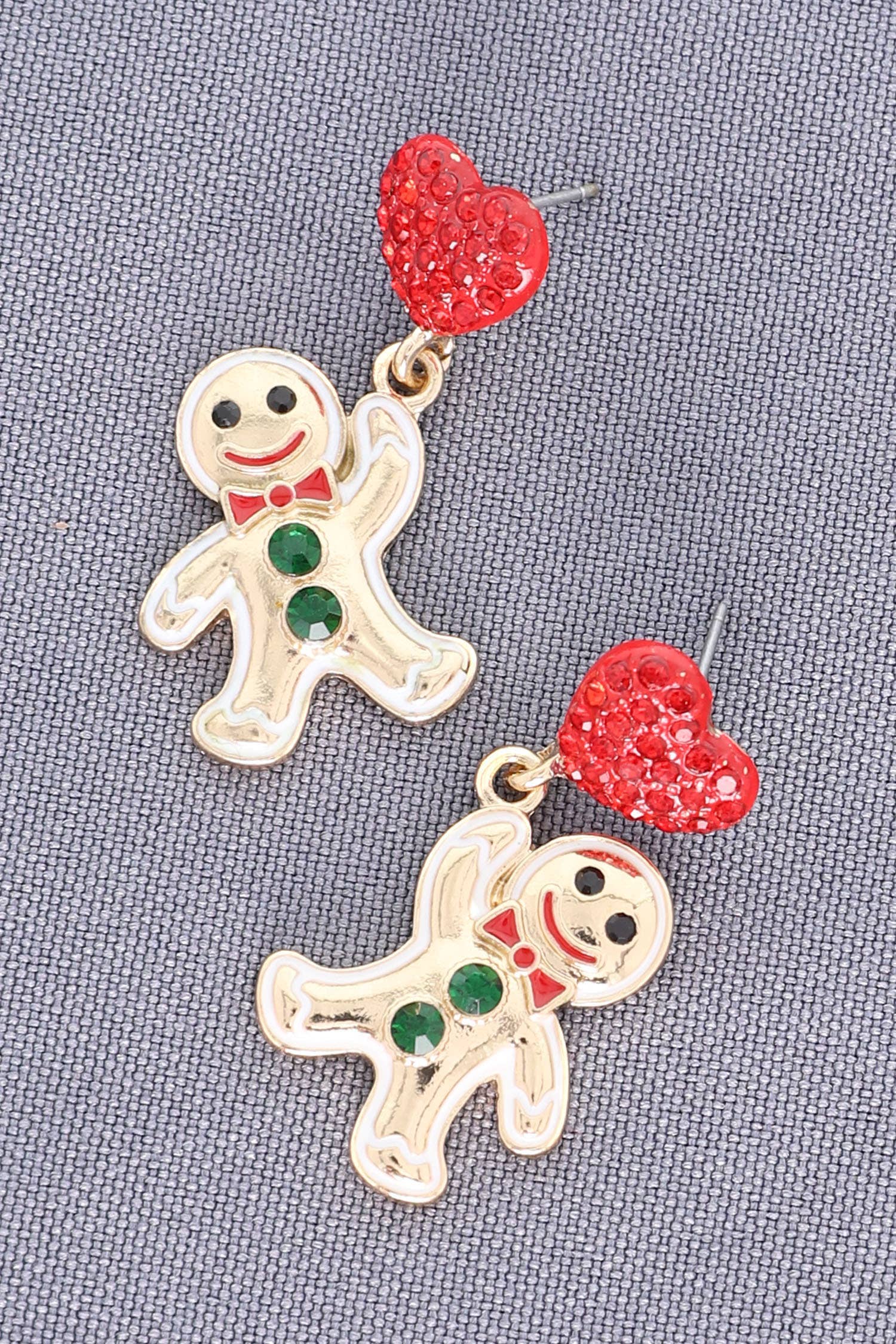 Sophia Collection - 2-Tier Heart Post Gingerbread Man Earrings