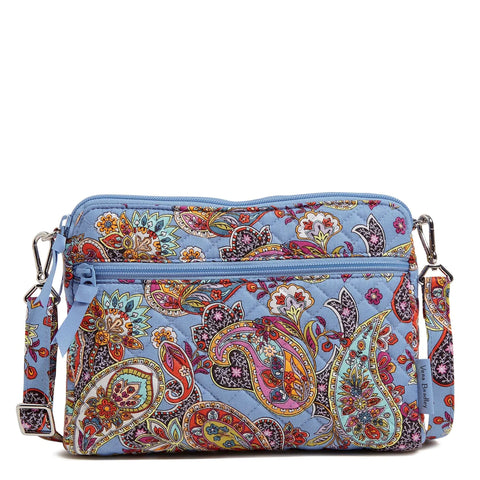 Triple Compartment Crossbody Bag in Recycled Cotton-Provence Paisley
