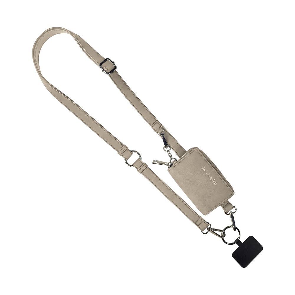 Save The Girls - Clip & Go Brushed Vegan Leather Phone Lanyard - Rfid Pouch: Brown - Brown Pouch