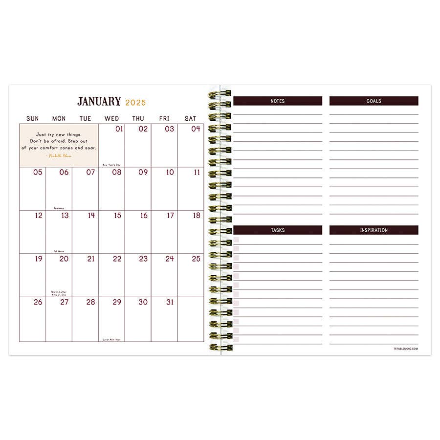 TF Publishing - Paper Goods - 2025 Aged Leather Medium Weekly Monthly Planner