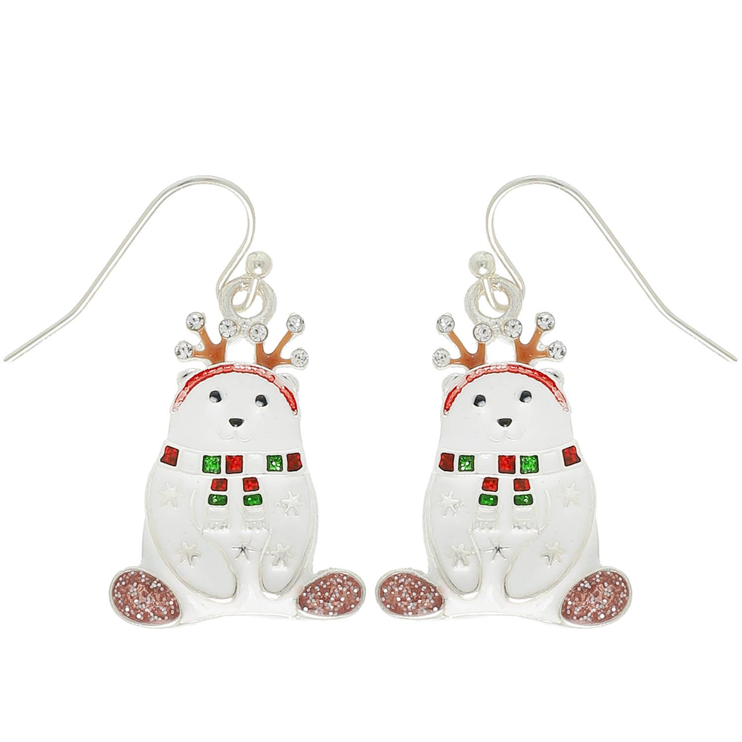 Sophia Collection - Christmas Rhinestone Polar Bear Epoxy Earrings