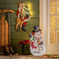 LED Metal Porch Leaner, Christmas Icon, 26" H