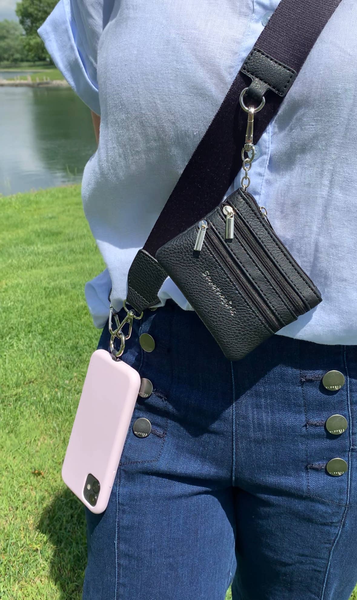 Save The Girls - Clip & Go Crossbody Strap w/Zippered Pouch: Leopard