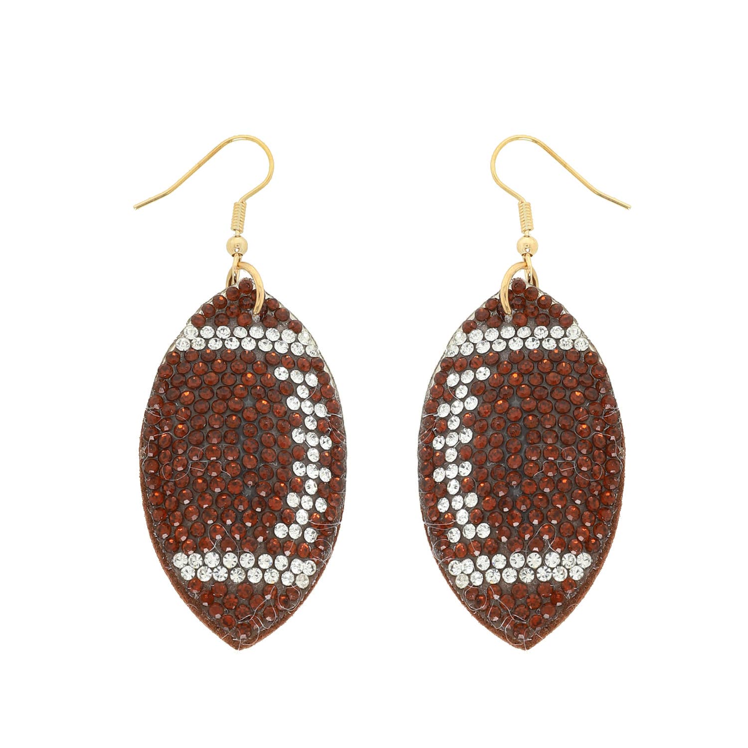 Sophia Collection - Game Day Rhinestone Suede Backed Drop Earrings: Baseball