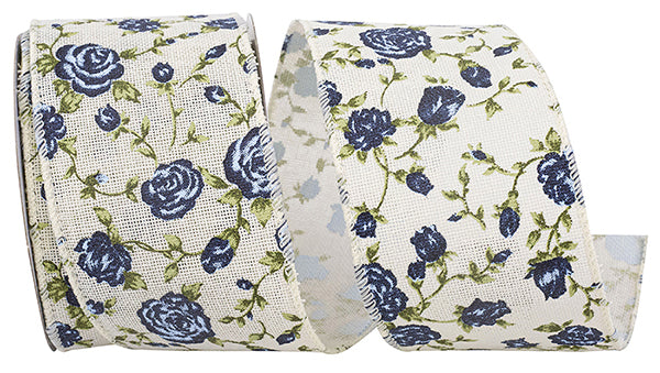 ROSEVINE HOPSACK WIRED EDGE RIBBON