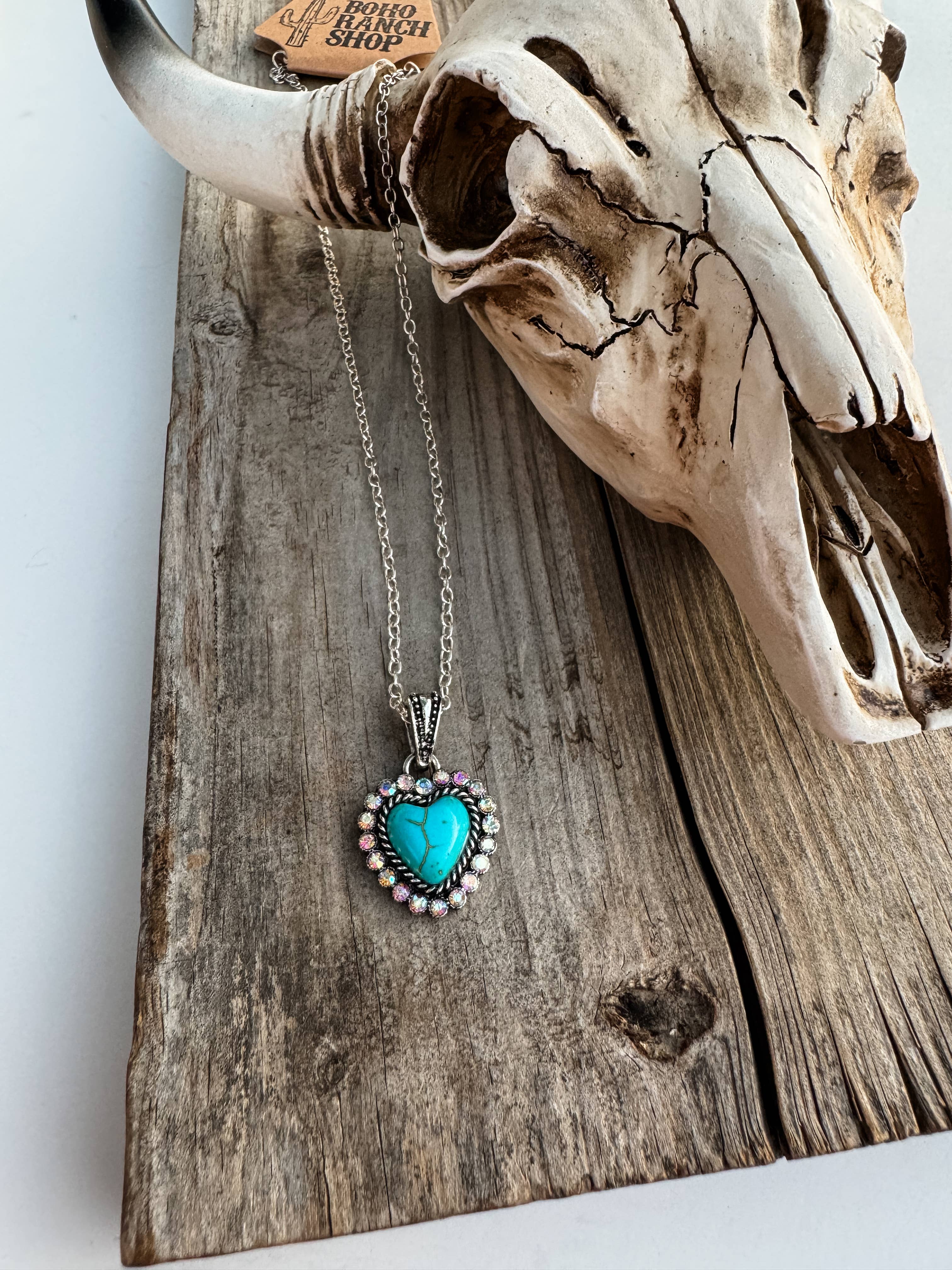 Western Semi Stone Rhinestone Necklace: HEART