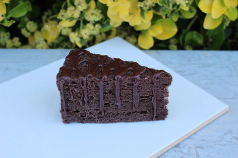 Chocolate Cake Slice Drizzled with Fudge