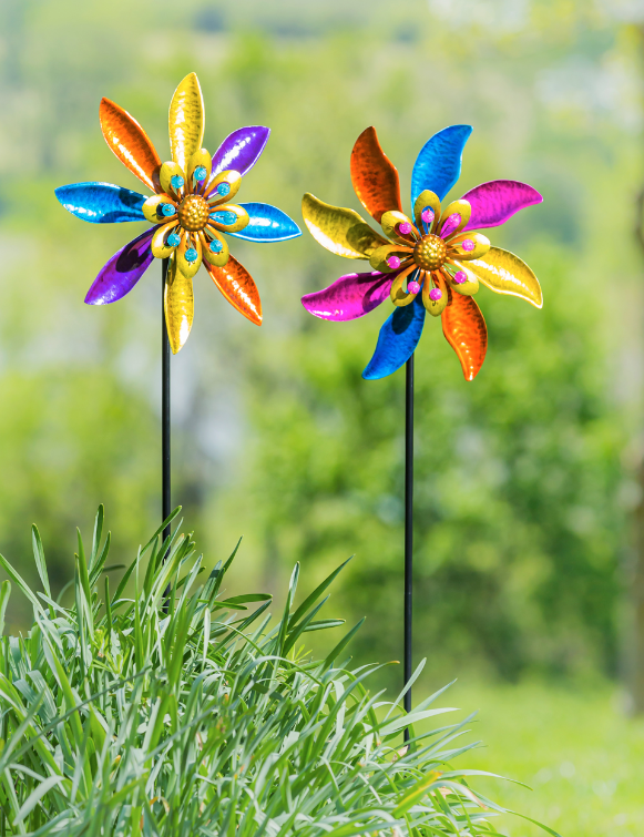 48" H Rainbow Windmill Wind Spinner Stake