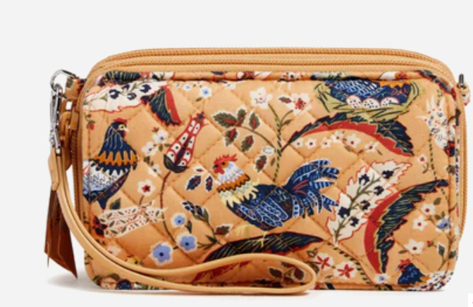 RFID All in One Crossbody Bag in Recycled Cotton-French Hens