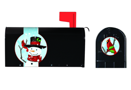 Snowman Mailbox Saddle with Magnetic Mailbox Door Decor Set