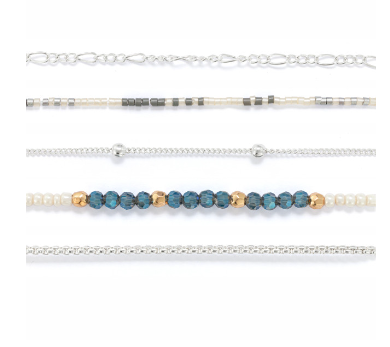 Bracelet Set of 5 - Smoke Silver