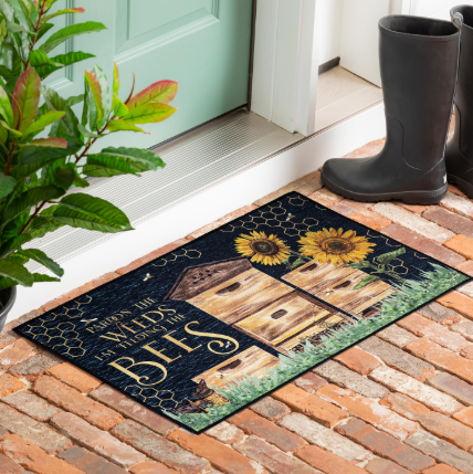 Pardon the Weeds I'm Feeding The Bee's Garden Washable Indoor/Outdoor Mat