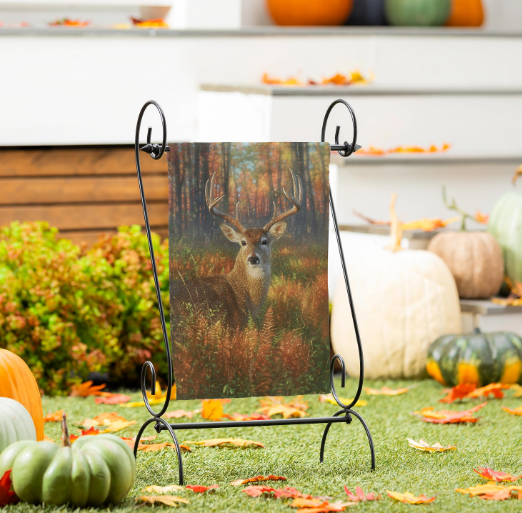 Gazing Autumn Buck Suede Garden Flag