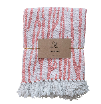 Woven Recycled Cotton Blend Throw (60"x50") - Pink Zebra