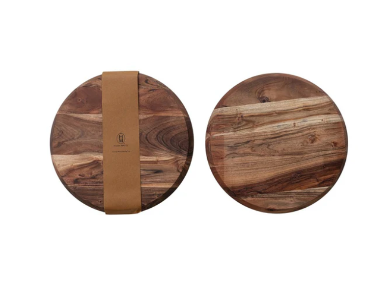 Round Acacia Wood Serving Tray