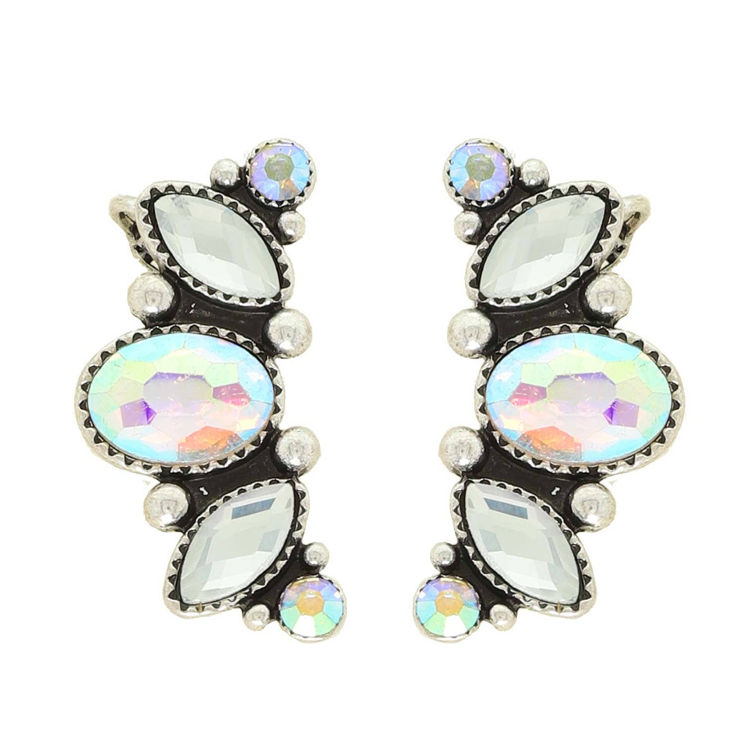 Sophia Collection - Western Turquoise Gemstone Climber Earrings: Multi-Colored