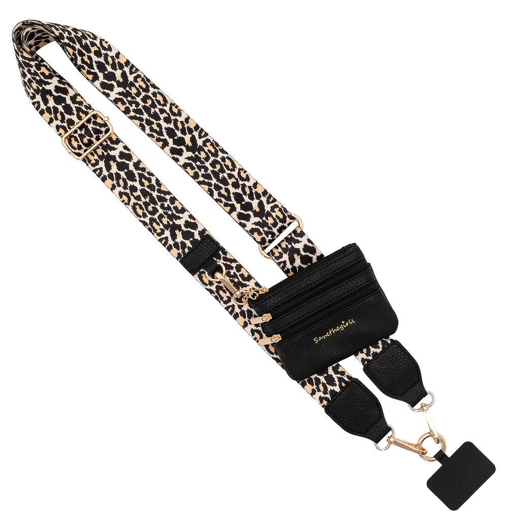 Save The Girls - Clip & Go Crossbody Strap w/Zippered Pouch: Leopard