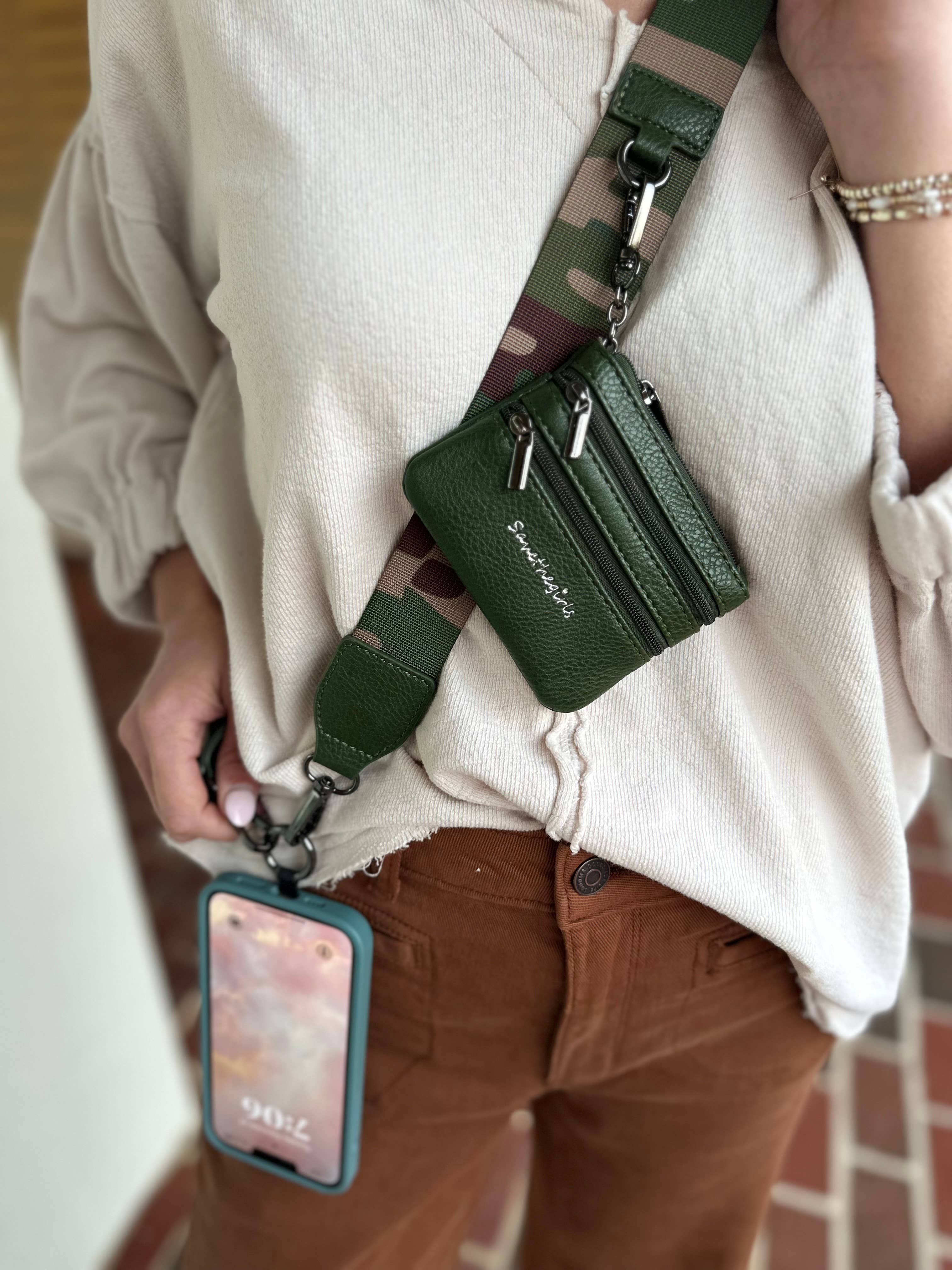 Save The Girls - Clip & Go Crossbody Strap with Pouch - Fun Patterns: Paw Tracks