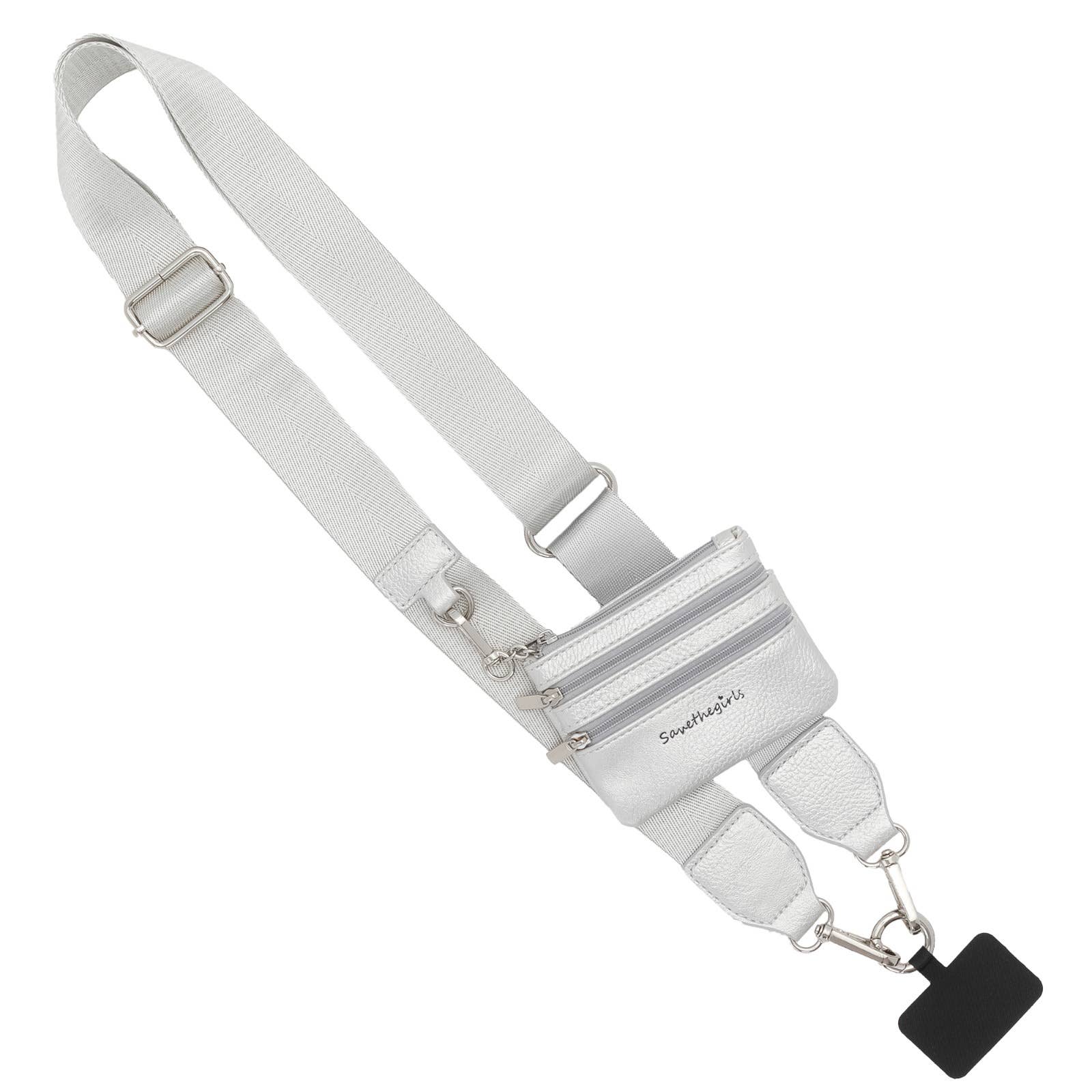 Save The Girls - Clip & Go Phone Lanyard with Wallet - Neutral Collection: Silver