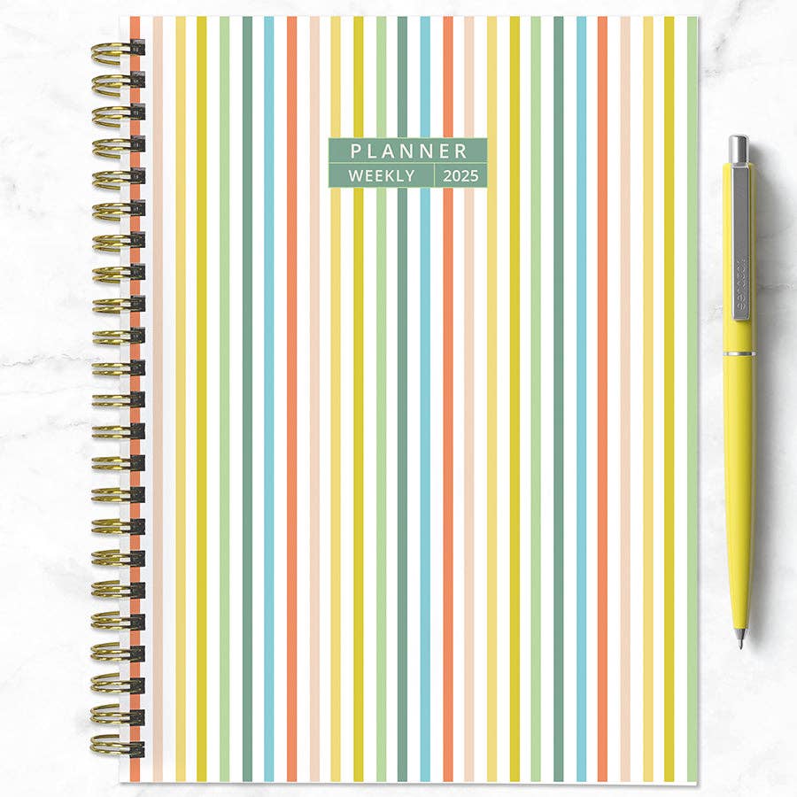 TF Publishing - Paper Goods - 2025 Malibu Stripes Medium Weekly Monthly Planner