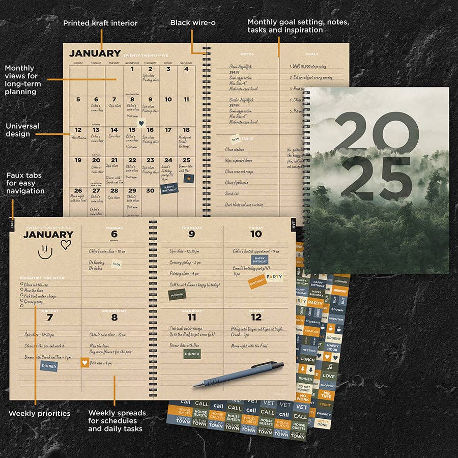TF Publishing - Paper Goods - 2025 Forest Mist Large Weekly Monthly Planner