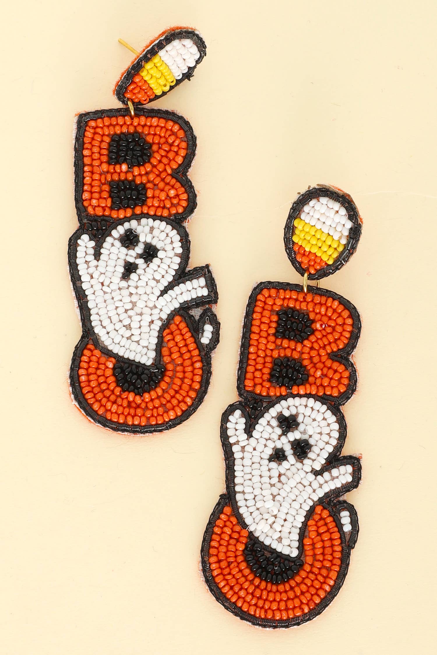 Sophia Collection - Halloween Candy Corn Ghost Bead Post Earrings : Purple