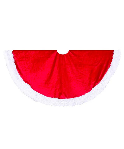 45" Red With White Trim Velvet Tree Skirt
