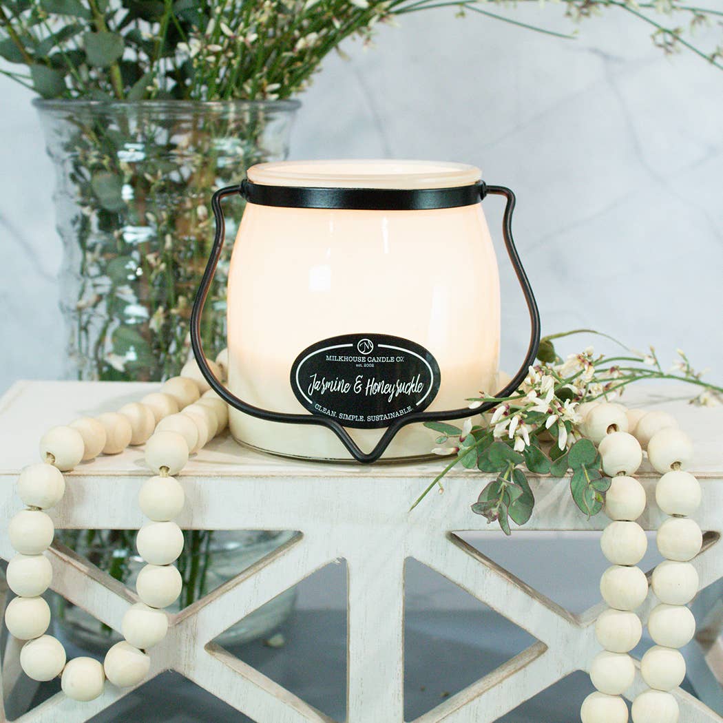 Milkhouse Candle Company - 16 oz Butter Jar Candle: Jasmine & Honeysuckle