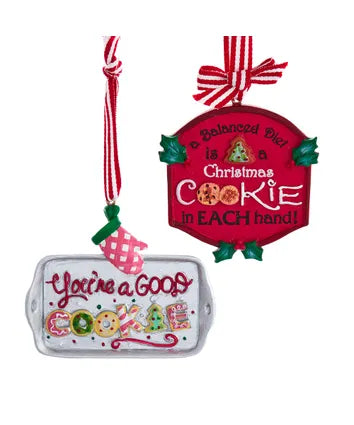 Cookie Tray With Sign Ornaments, 2 Assorted