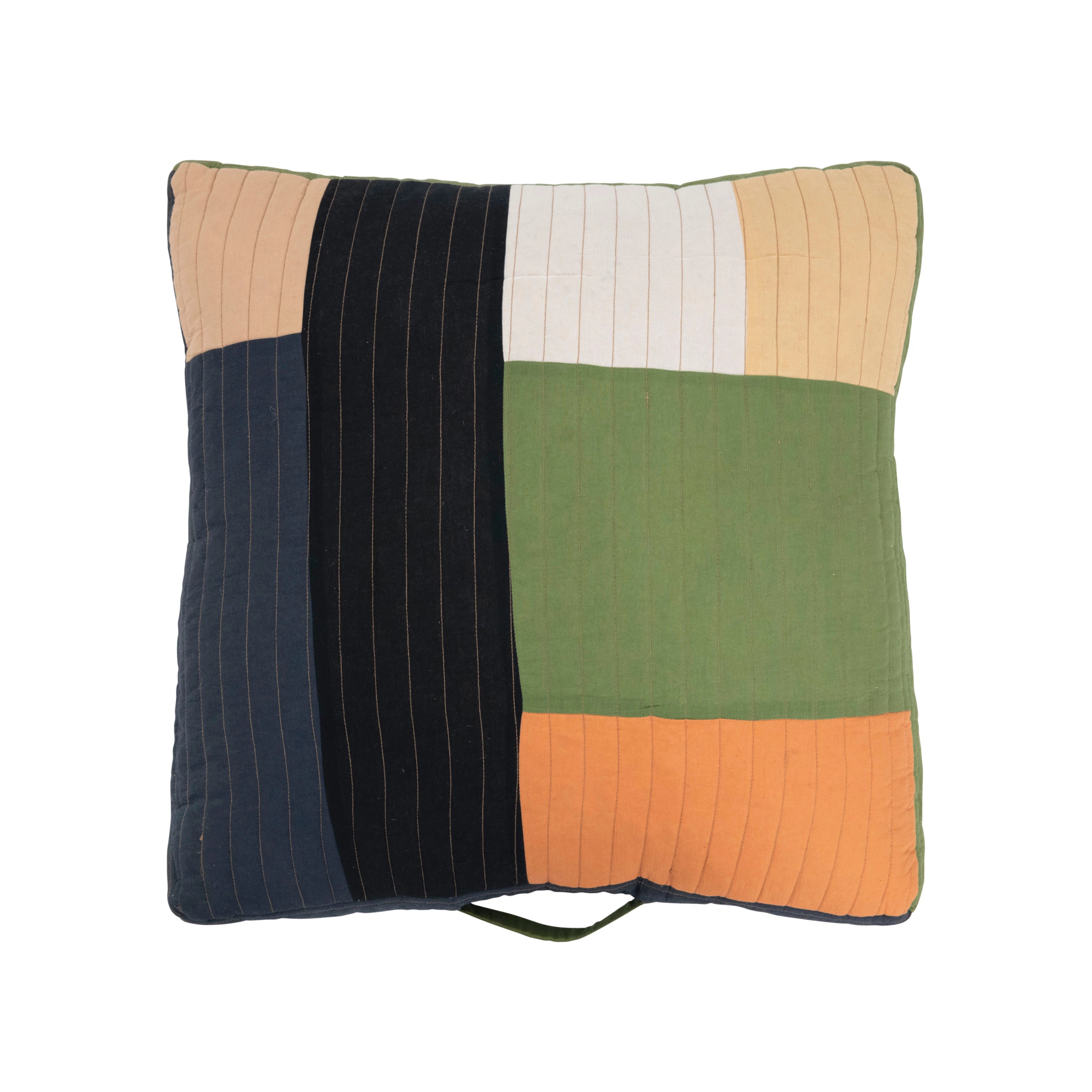 24" Recycled Quilted Cotton Patchwork Pouf