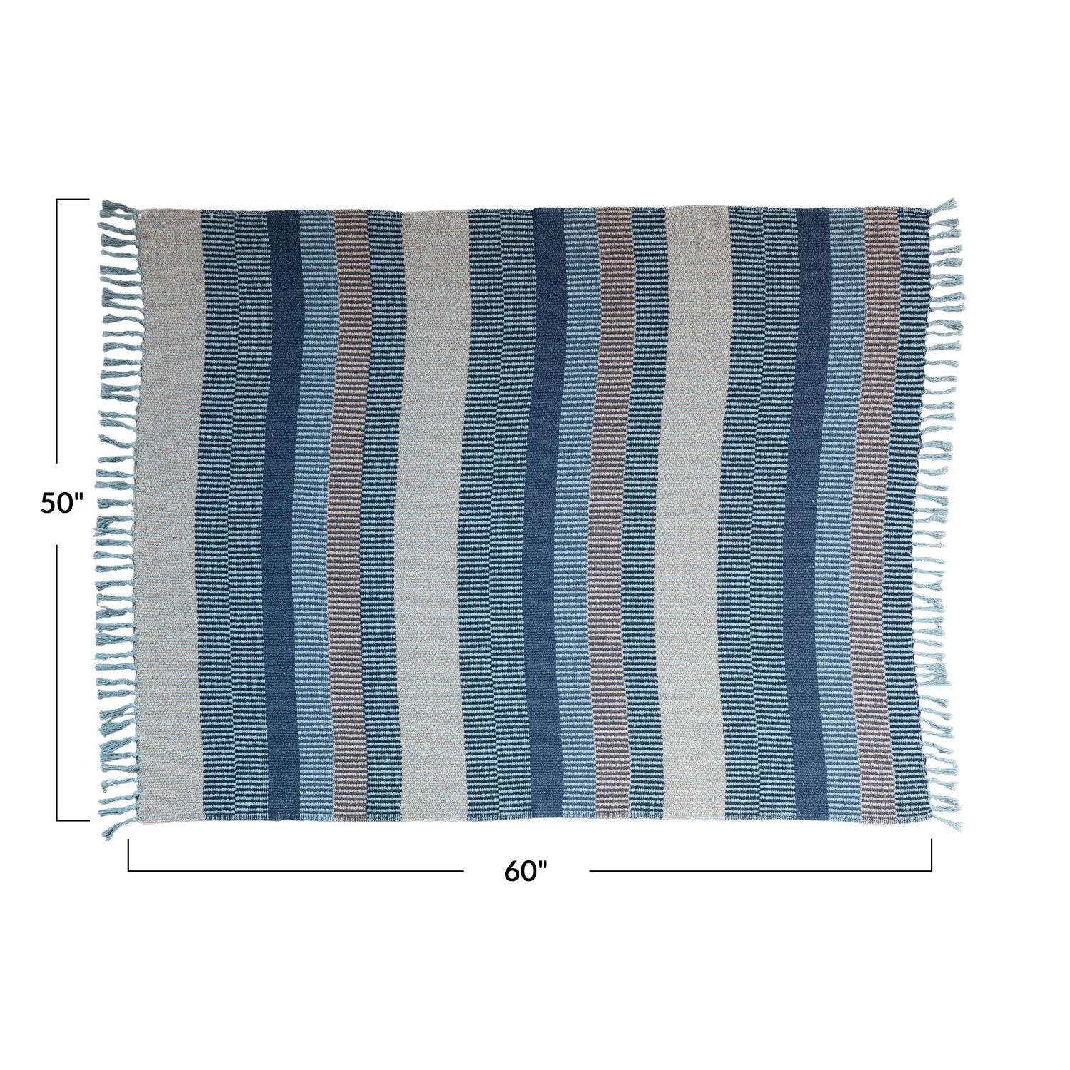 Woven Recycled Cotton Blend Throw w/ Stripes & Fringe