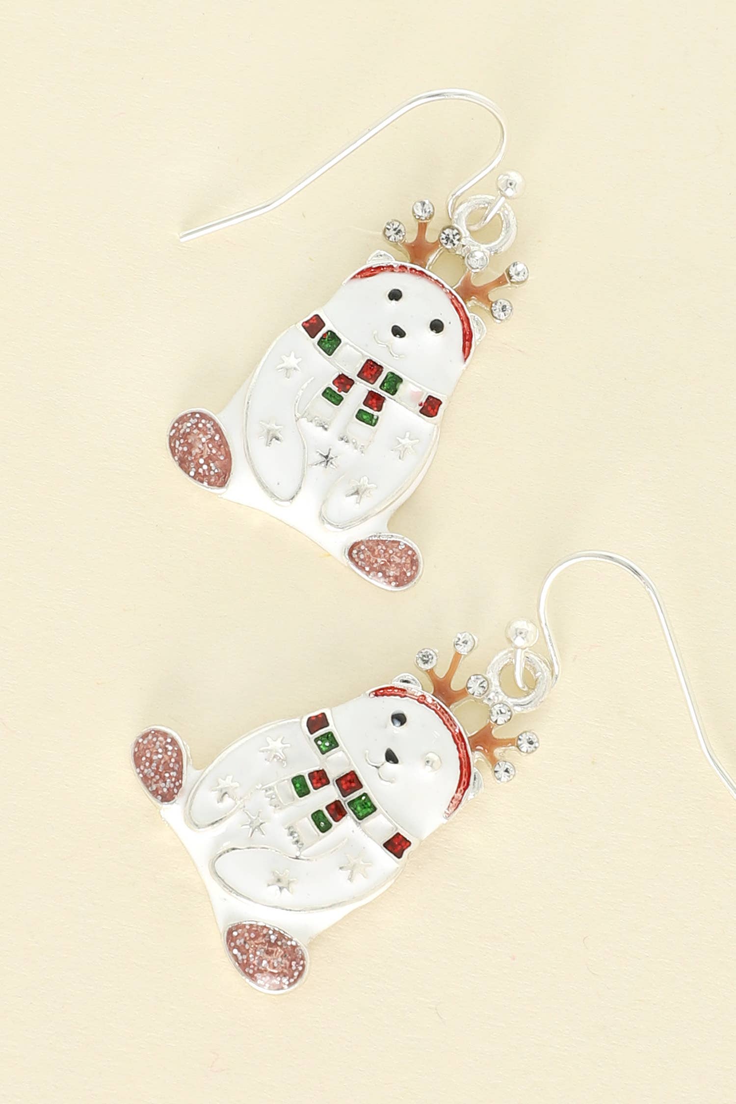 Sophia Collection - Christmas Rhinestone Polar Bear Epoxy Earrings