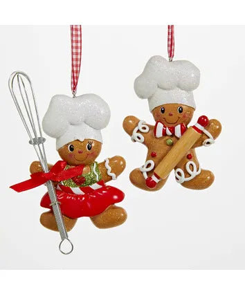 Gingerbread Boy and Girl Chef Ornaments