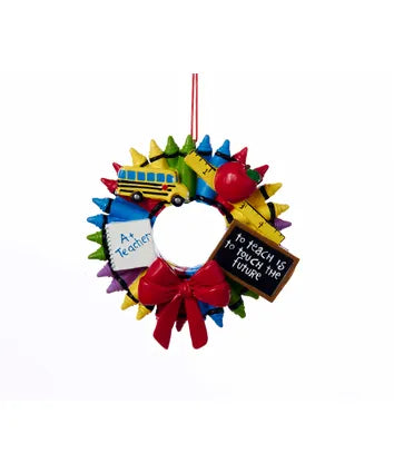 Crayon Wreath A+ Teacher Ornament