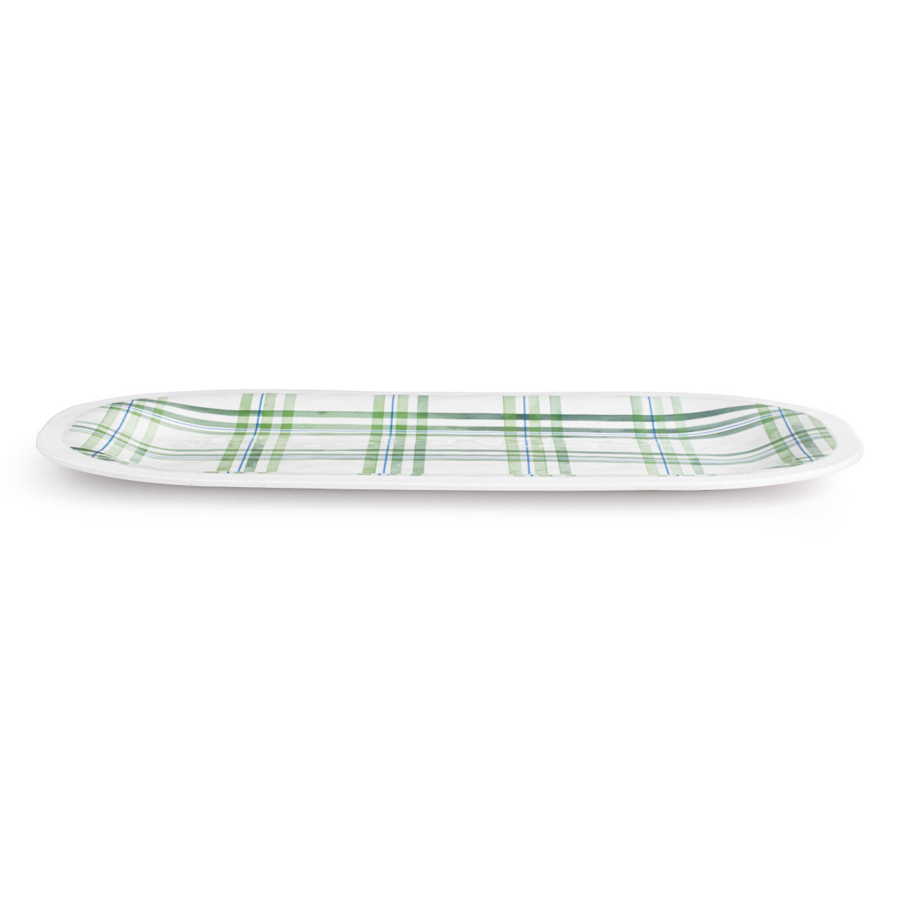 Green Plaid Medium Melamine Rectangular Platter