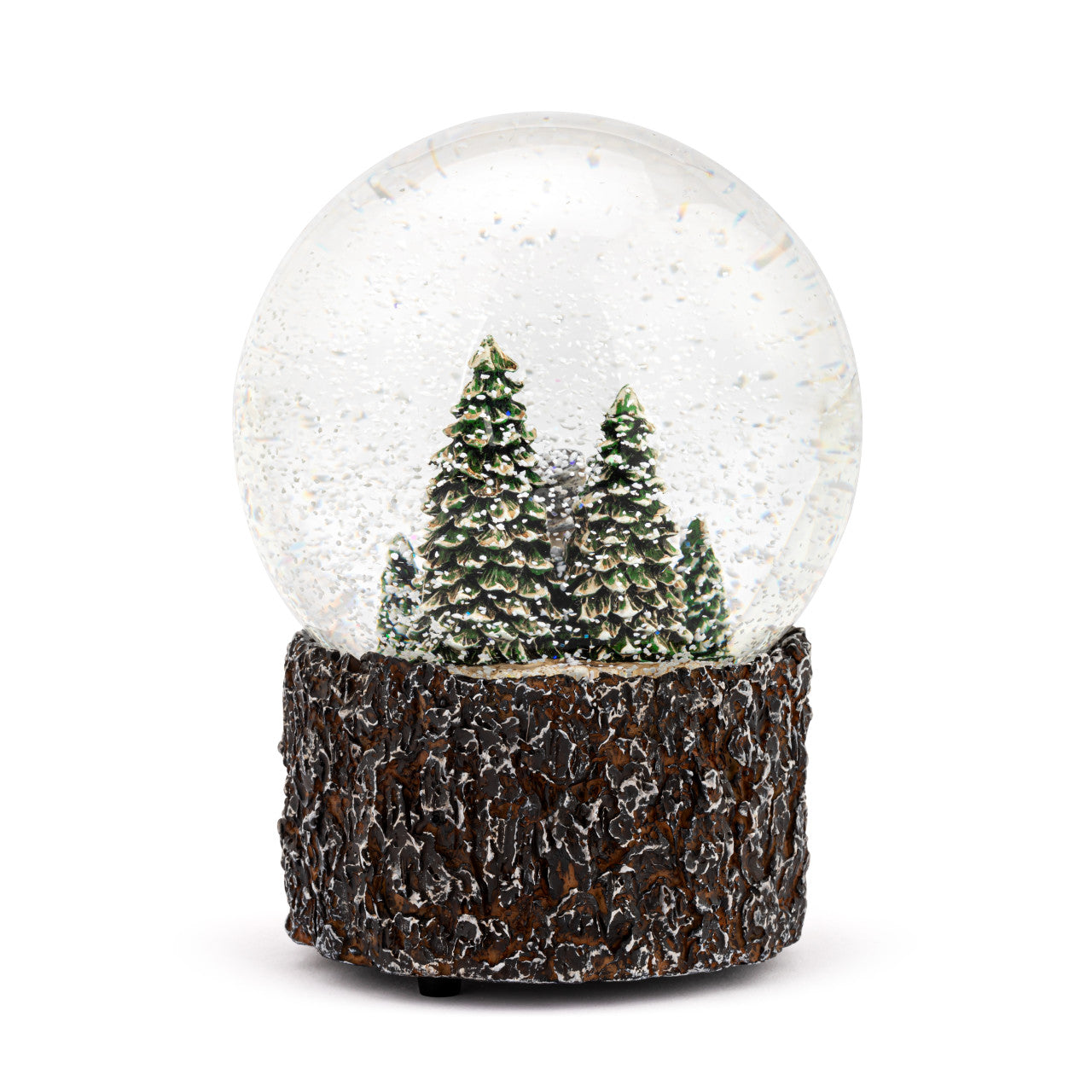 Musical Snowman and Tree Wood Base Snow Globe