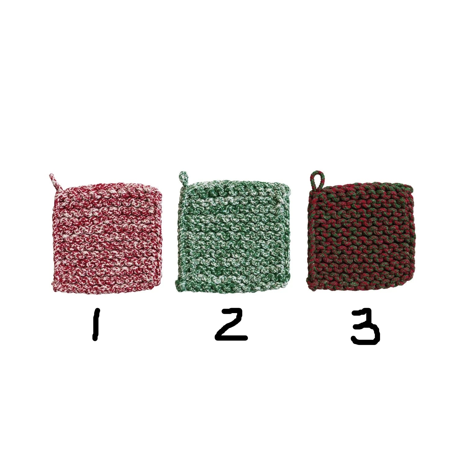 Melange Cotton Crocheted Pot Holder, 3 Styles