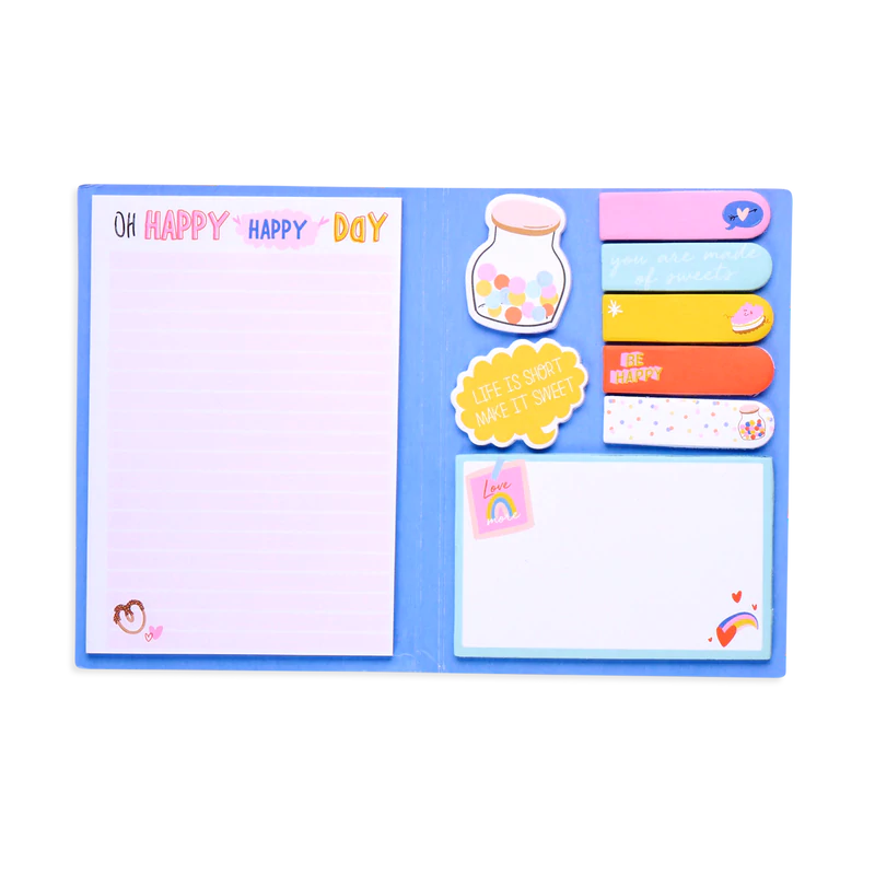 side notes sticky tab note pad - happy day