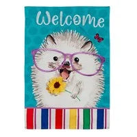 Hedgehog Pal Garden Linen Flag