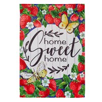 Home Sweet Home Strawberries Garden Suede Flag