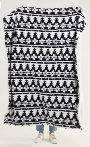 Cozy Life Jacquard Throw Blanket Nordic Forest Stripe