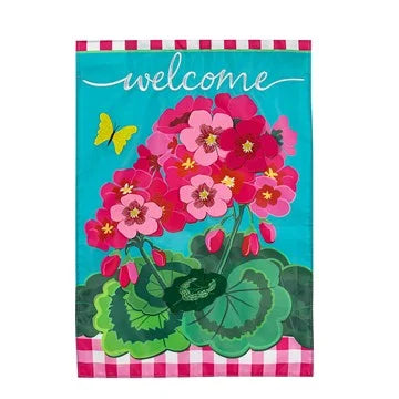 Spring Geraniums Garden Applique Flag