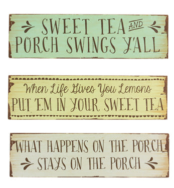 Paula Deen- WOOD PORCH BLOCK SIGN, 3 ASSORTMENTS