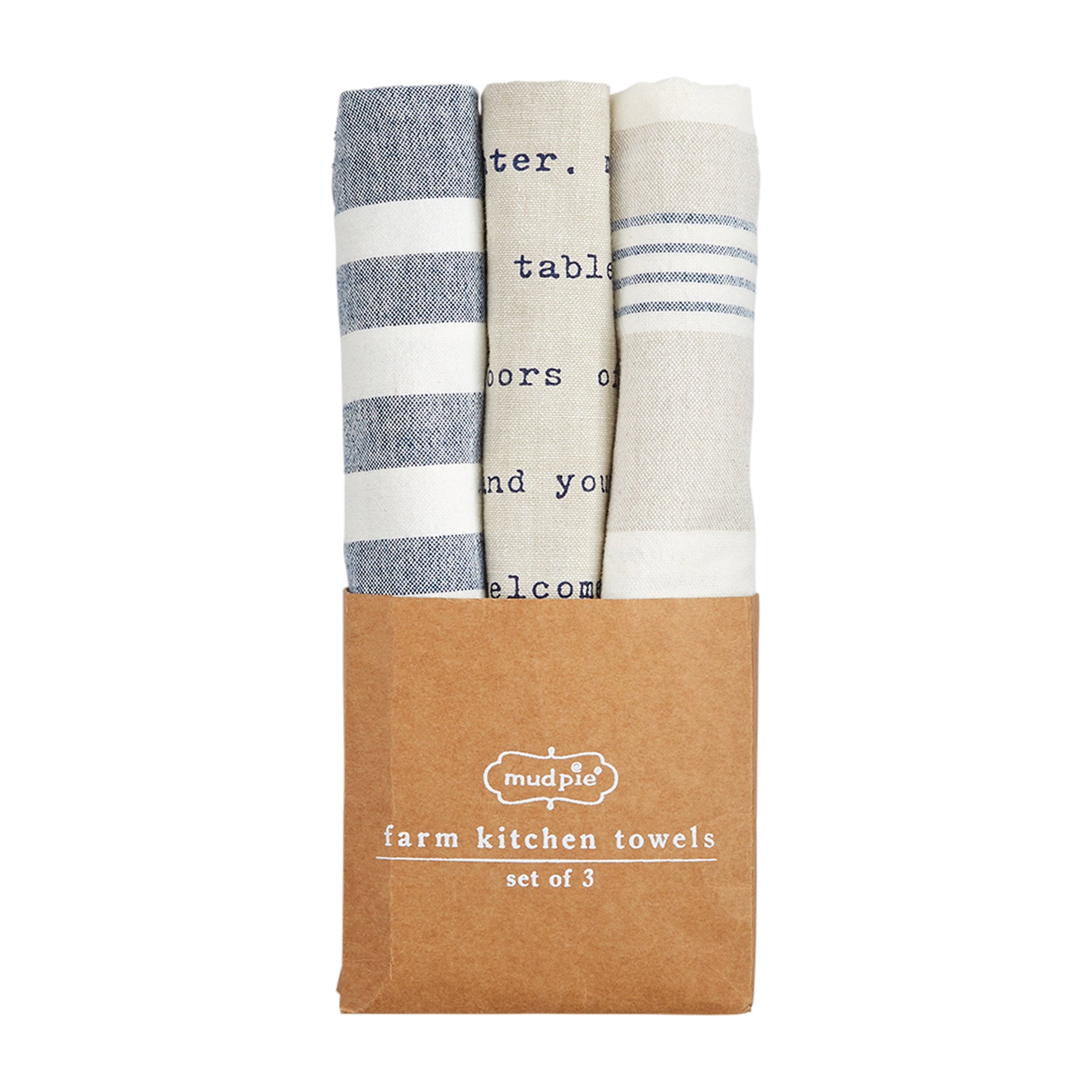 Navy Farm Dish Towel Set
